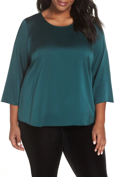 Shop Eileen Fisher Stretch Silk Top In Pine