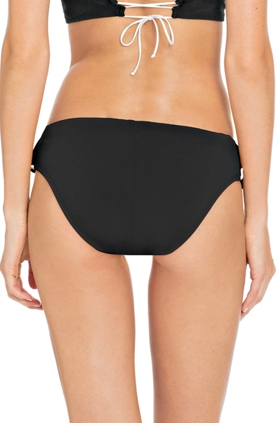 Shop Robin Piccone Malia Ruffle Bikini Bottoms In Black/ Ivory