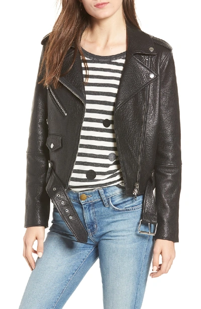 Shop Current Elliott The Biker Lambskin Leather Jacket In Black