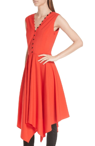 Shop Adeam Sleeveless Handkerchief Hem Dress In Poppy Red