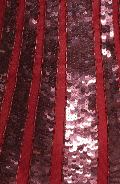 Mac Duggal Sequin Stripe Cocktail Sheath In Burgundy
