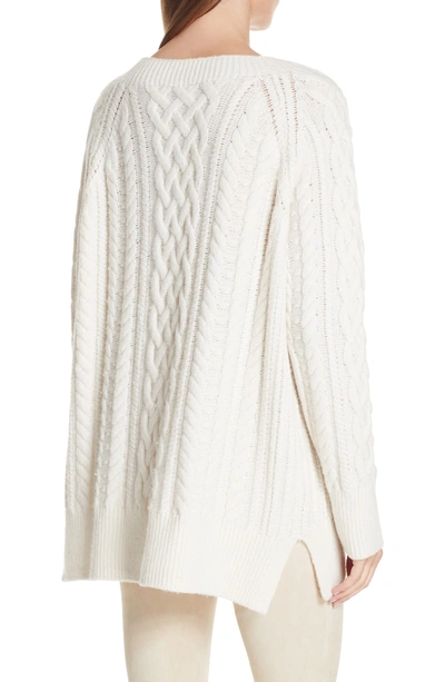 Shop Vince Cable Stitch Tunic Sweater In Off White