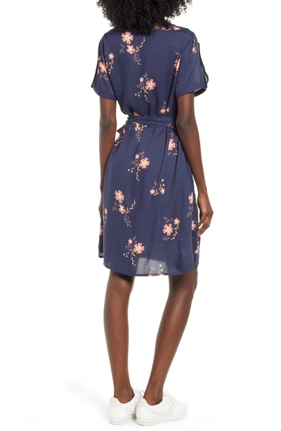 Shop Roxy Monument View Floral Print Wrap Dress In Dress Blues Spaced Out Floral