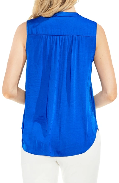 Vince Camuto V-neck Rumple Satin Blouse In Cobalt Blue