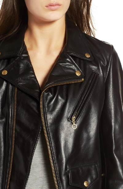 Shop Schott Leather Moto Jacket In Black