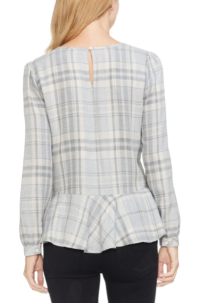 Shop Vince Camuto Plaid Ruffle Top In Grey Heather