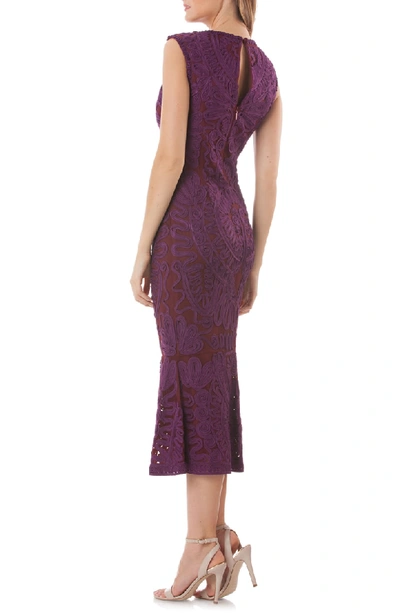 Shop Js Collections Soutache Mesh Dress In Dark Violet