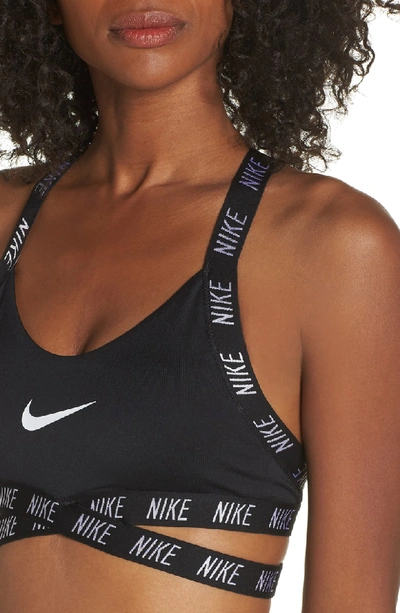 Shop Nike Indy Logo Bra In Black/ Black/ White/ White