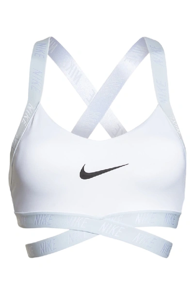 Shop Nike Indy Logo Bra In Black/ Black/ White/ White