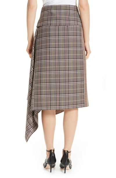 Shop Monse Mixed Check Wool Blend Blanket Wrap Skirt In Plaid