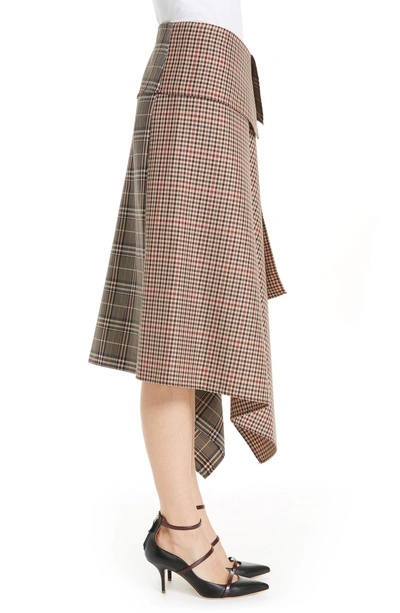 Shop Monse Mixed Check Wool Blend Blanket Wrap Skirt In Plaid