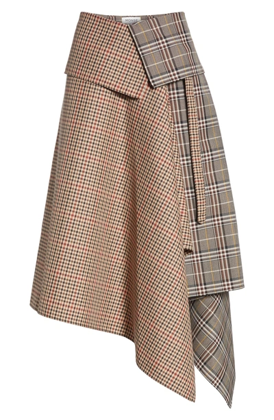 Shop Monse Mixed Check Wool Blend Blanket Wrap Skirt In Plaid