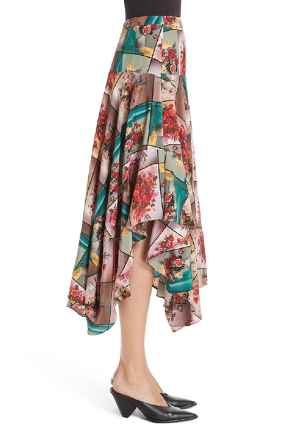 Shop Stella Mccartney Flower Vase Print Silk Midi Skirt In Multicolor