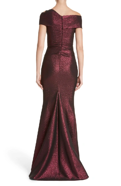 Shop Talbot Runhof Glitter Knit Asymmetrical Mermaid Gown In Begonia