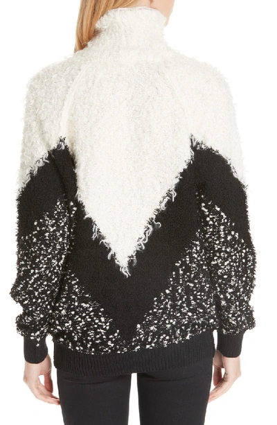 Shop Givenchy Intarsia Chevron Sweater In Black/ Grey/ White