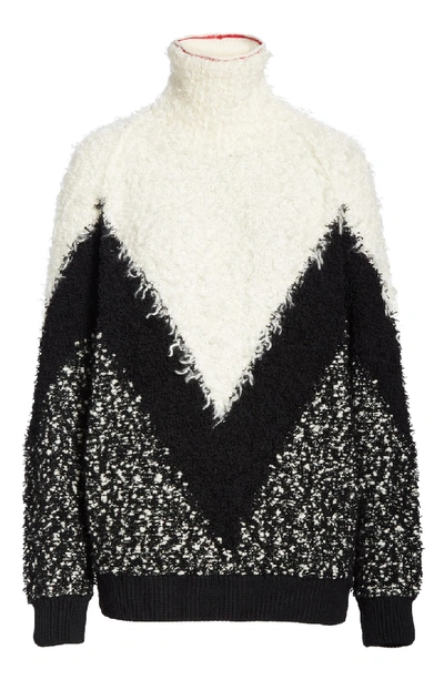 Shop Givenchy Intarsia Chevron Sweater In Black/ Grey/ White