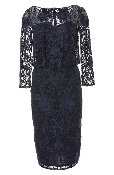 Shop Js Collections Soutache Embroidered Blouson Dress In Navy