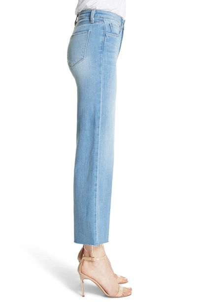 Shop L Agence Danica Crop Wide Leg Jeans In Lake Blue