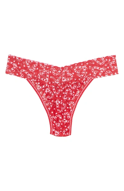 Shop Hanky Panky I Heart Peppermint Original Rise Thong In Red Multi