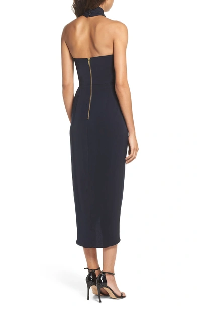 Shop Shona Joy Knotted Tulip Hem Gown In Navy