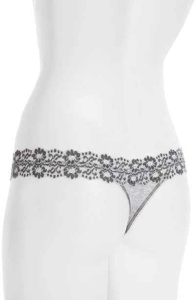 Shop Hanky Panky 'heather' Jersey Low Rise Thong In Coal/ Ivory