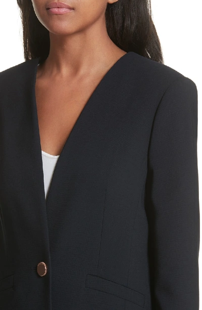 Shop Ted Baker Ted Working Title Collarless Stretch Wool Jacket In Navy
