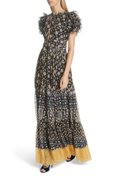Shop Ulla Johnson Umbra Silk Blend Maxi Dress In Midnight