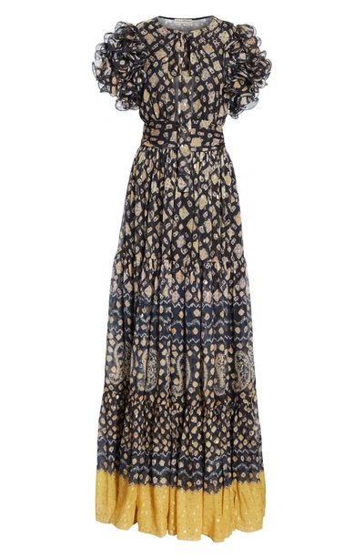 Shop Ulla Johnson Umbra Silk Blend Maxi Dress In Midnight