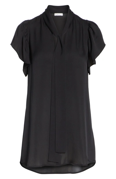 Shop A.l.c Emma Tie Neck Silk Blouse In Black