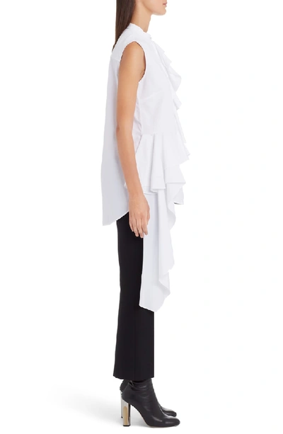 Shop Alexander Mcqueen Ruffle Poplin Blouse In White