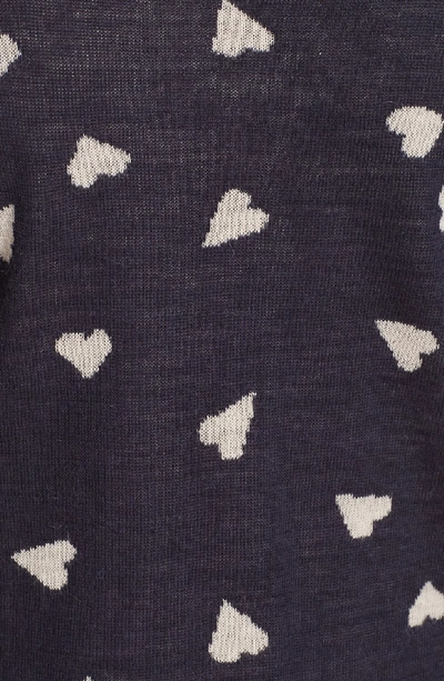 Shop Rebecca Taylor Heart Jacquard Sweater In Navy Combo