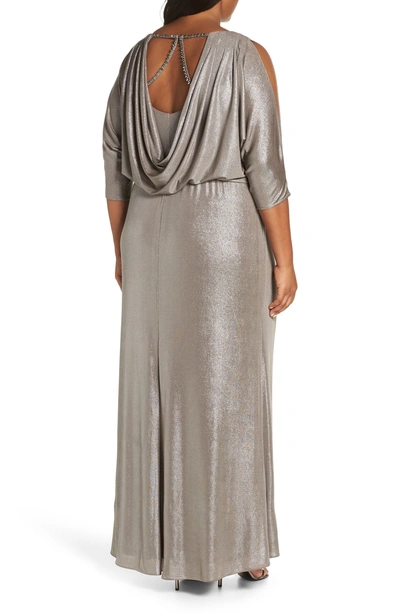 Shop Adrianna Papell Foiled Jersey Gown In Silver