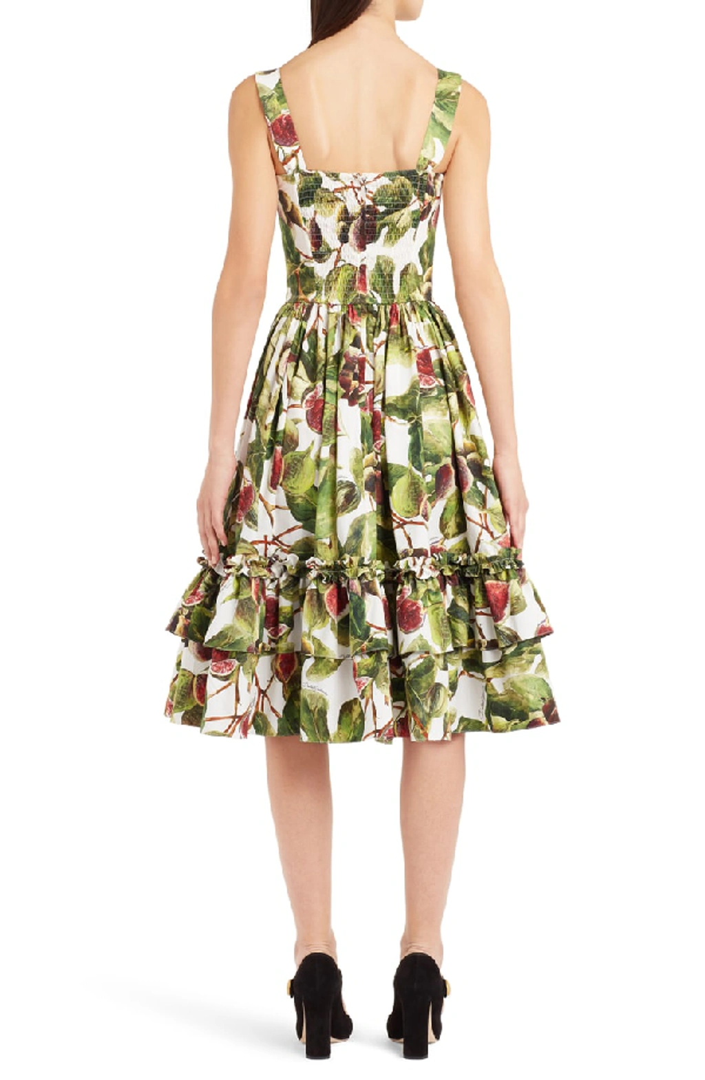Dolce Gabbana Fig print Cotton Bustier Dress In White ModeSens