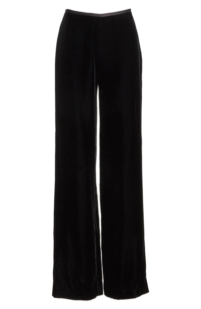 Shop Emporio Armani Wide Leg Velvet Pants In Black