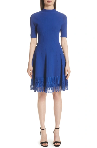 Shop Lela Rose Lace Hem Fit & Flare Dress In Lapis