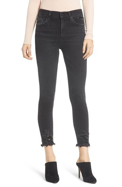 Shop Agolde Sophie Distressed High Waist Crop Skinny Jeans In Temple