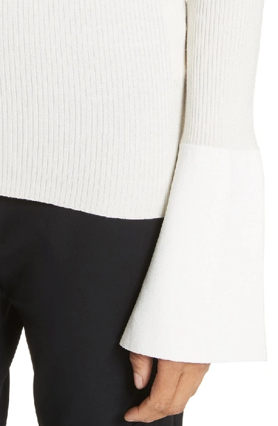 Shop Proenza Schouler Contrast Cuff Silk & Cashmere Blend Sweater In Off White