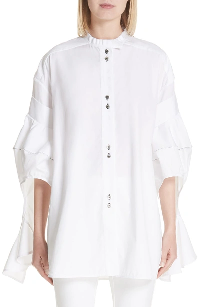 Shop Ellery Goldman Draped Cone Shirt In White