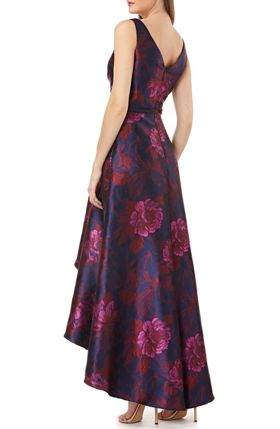 Shop Carmen Marc Valvo Infusion Ballgown In Fuchsia/ Navy