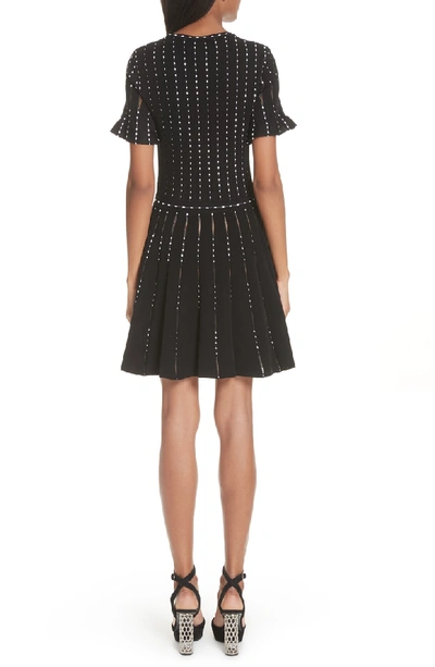 Shop Oscar De La Renta Embroidered Knit Dress In Black
