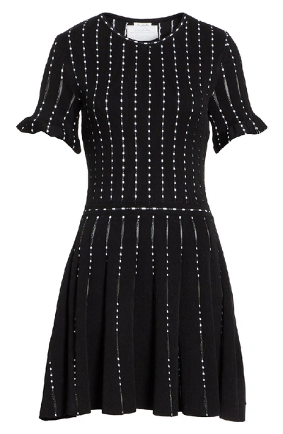 Shop Oscar De La Renta Embroidered Knit Dress In Black