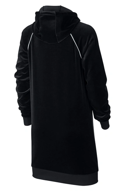 Shop Nike Nsw Hooded Velour Dress In Black/ White/ White/ White