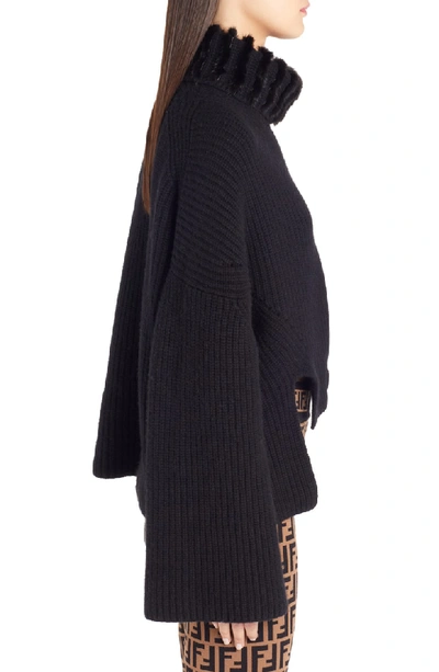 Shop Fendi Genuine Mink Fur Turtleneck Cashmere Sweater In Black
