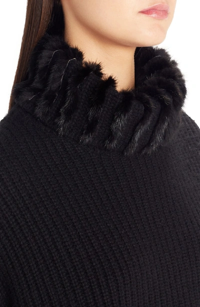 Shop Fendi Genuine Mink Fur Turtleneck Cashmere Sweater In Black