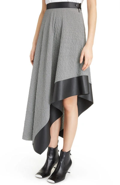 Shop Loewe Leather Trim Asymmetrical Skirt In Black/ White