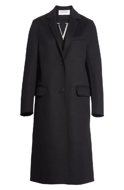 Shop Valentino Vltn Logo Back Wool & Cashmere Coat In Black