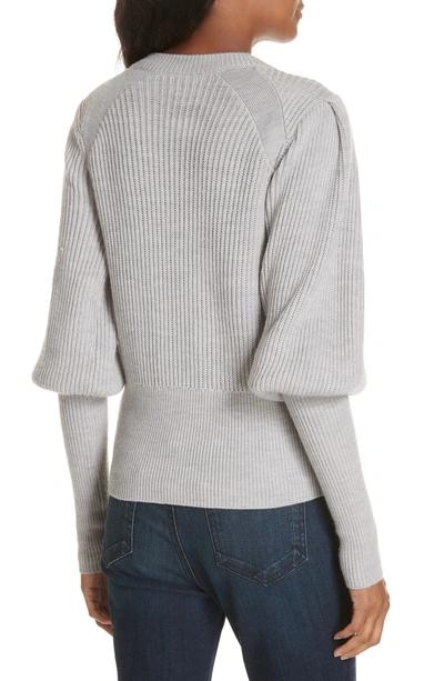 Shop Veronica Beard Jude Crystal Button Merino Wool Sweater In Light Grey