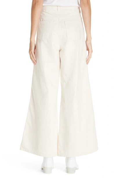 Shop Ganni Bluebell Wide Leg Pants In Vanilla Ice