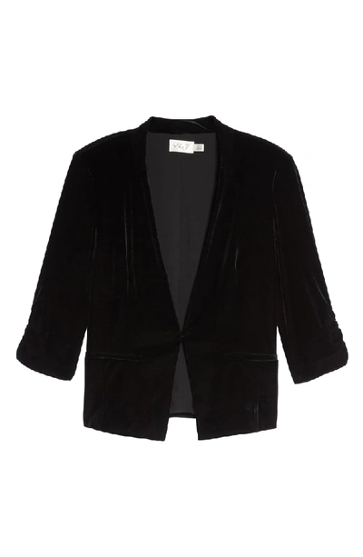 Shop Eliza J Ruched Velvet Blazer In Black