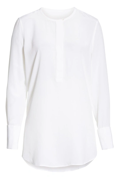 Shop Equipment Windsor Half Placket Silk Blouse In Bright White